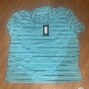 Roundtree & Yorke Aqua Striped Performance Polo Shirt